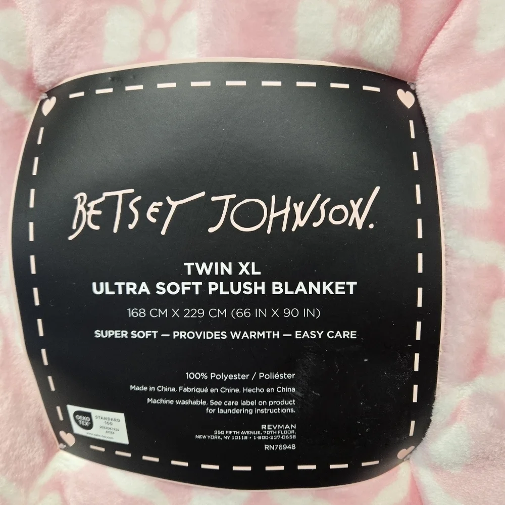 Betsy Johnson Ribbon Bows Twin XL Ultra Soft Plush Throw Blanket Pink - Picture 4 of 5